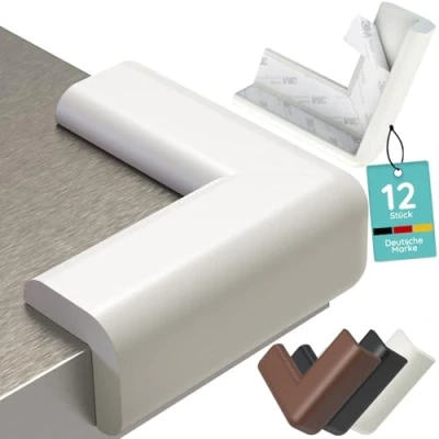 Afbeelding van Hoekbescherming, randbescherming voor baby&#039;s, 12 stuks, extra zachte schuimrubberen tafelrandbeschermhoeken kinderen, zelfklevende tafelhoekbescherming, baby, (wit)