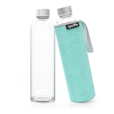 Afbeelding van spottle® Glazen fles met neopreen hoes in 950 ml, turquoise/superzacht