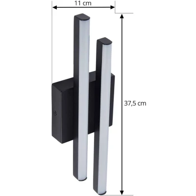 Afbeelding van Lindby LED buitenwandlamp Abelia, zwart, aluminium, roestvrij staal