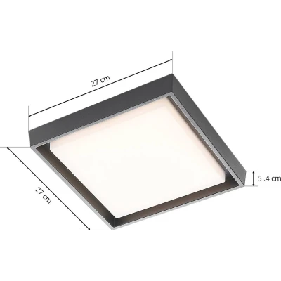 Afbeelding van Lucande LED buitenplafondlamp Birta, hoekig, 27 cm