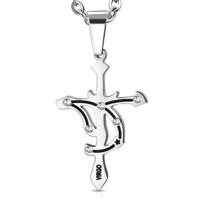 Afbeelding van Amanto Ketting Maagd 316L Staal Horoscoop 30x20mm 50cm