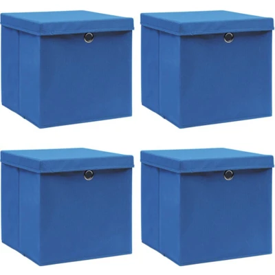 Afbeelding van vidaXL Opbergboxen met deksel 4 st 32x32x32 cm stof blauw