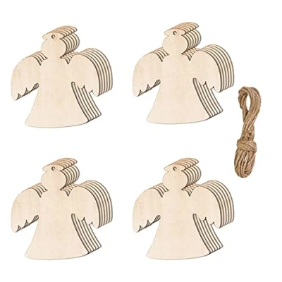 Afbeelding van 20 stuks houten kerstballen kerstdecoraties natuurlijk hout plakjes overschilderbare kerstornamenten hanger voor doe het zelf ambachten kerstboom opknoping decoraties