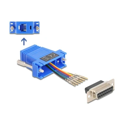 Afbeelding van Delock D Sub 15 Pin Buchse zu RJ12 Montagesatz blau HQ produc