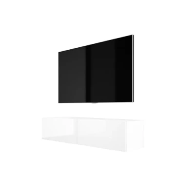 Afbeelding van 3E 3xE living.com Hangende tv kast (Breedte: 140 x 200 cm. Hoogte: 34 Diepte: 32 cm) lowboard, in matwit/glanzend wit.