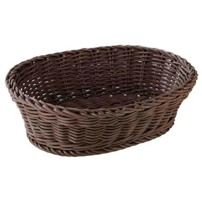 Afbeelding van APS Mand, ovaal &quot;PROFI LINE&quot; rieten mand gemaakt van polypropyleen Afmetingen: 25 x 19 cm/Hoogte: 6,5 cm/Kleur: Donkerbruin