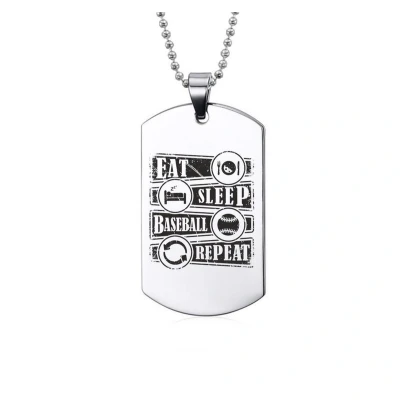 Afbeelding van Ketting RVS Eat Sleep Baseball Repeat