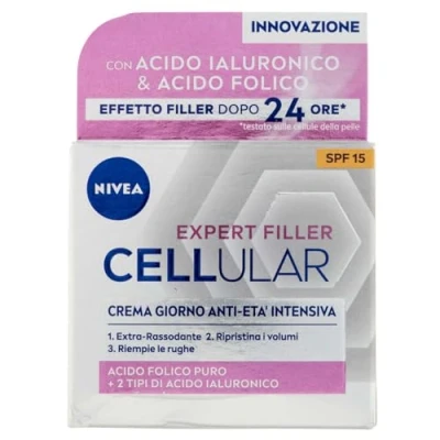 Afbeelding van NIVEA CELLULAR EXPERT FILLER Tagescreme Anti Aging Intensiv LSF 15 50 ml Falten straffende Hyaluronsäure und reine Folsäure, Feuchtigkeitscreme Gesicht