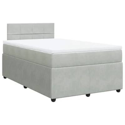 Afbeelding van vidaXL Boxspring met matras fluweel lichtgrijs 120x190 cm