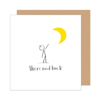 Afbeelding van Edition Seidel Premium vierkante verjaardagskaart met envelop. Wenskaart Happy Birthday bilet kaart voor man vrouw vriendin vriend partner liefde maan there and back (GQ383 SW025)