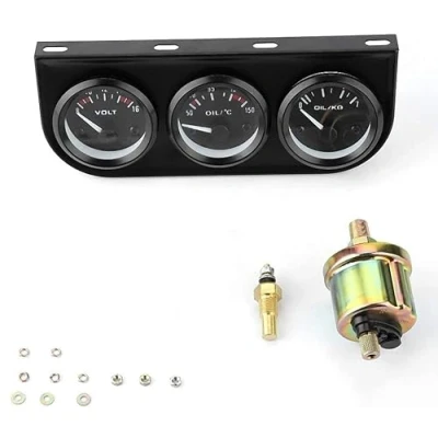 Afbeelding van Bigking Automatische drievoudige meter, 52 mm meter 3 in 1 voltmeter+watertemperatuurmeter+oliedrukmeter met sensor voor autotruck