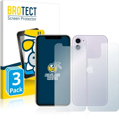 Afbeelding van BROTECT Screenprotector voor Apple iPhone 11 (Voor+Achter) Folie Beschermfolie Beschermglas matte (3 Stuks)