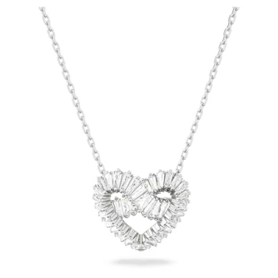 Afbeelding van Swarovski Matrix Hanger, Verschillende Slijpvormen, Hart, Wit, Rodium Toplaag