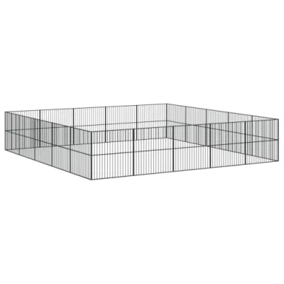 Afbeelding van vidaXL Hondenkennel 20 panelen gepoedercoat staal zwart