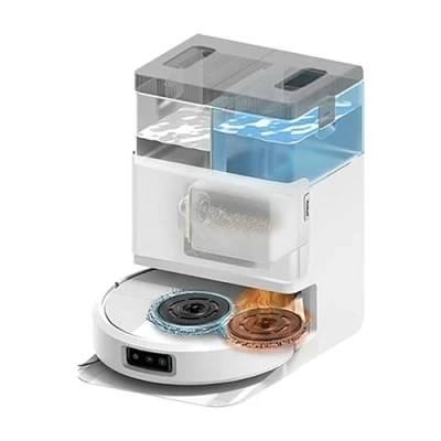 Afbeelding van iRobot Roomba® Plus 505 Combo + AutoWash Dock Robotstofzuiger met Dweilfunctie Multifunctioneel DualClean Dweilpads PerfectEdge Verwarmd Pad Drogen ClearView Pro LiDAR Wit (N1852)