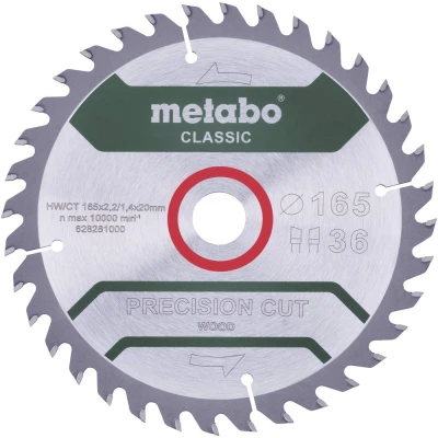 Afbeelding van Metabo Precision cut Wood Classic 165X20 Z42 WZ 5 628027000 Hardmetaal cirkelzaagblad 165 x 20 1.2 mm Aantal tande