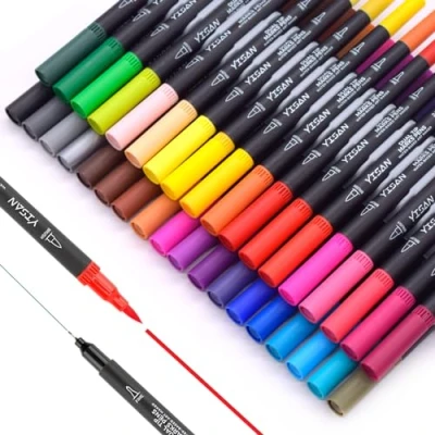 Afbeelding van YISAN Fine Tip Markers, Penseelmarkers, 36 kleuren, Dual Tip, Tekening Pennen, Art Point Gekleurde Journal Pennen voor Kunstenaars, Volwassen Kleuren,70771