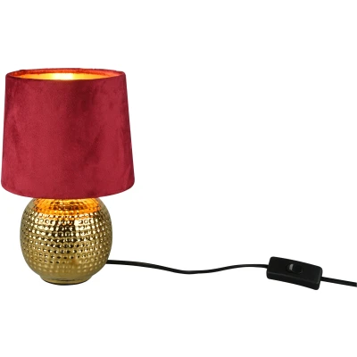 Afbeelding van REALITY SOPHIA Tafellamp Goud excl. 1x E14 40W Snoerschakelaar Rode kap