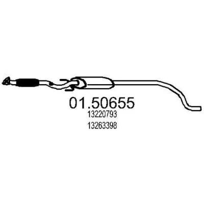 Afbeelding van MTS 01.50655 Middendemper 2430mm OPEL: Corsa D Hatchback (S07) 1.4, 1.4 LPG 2006 2014