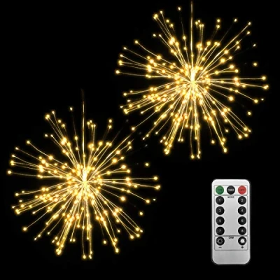 Afbeelding van Lixada Vuurwerk lichtketting met 150 leds, afstandsbediening, decoratieve verlichting voor binnen en buiten, Kerstmis, feesten, bruiloft, tuinverlichting (2 stuks)