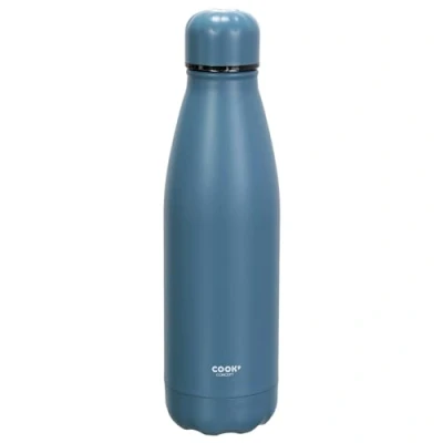 Afbeelding van Cook Concept Travel drinkfles voor warme en koude dranken blauw roestvrij staal met schroefdop 500 ml