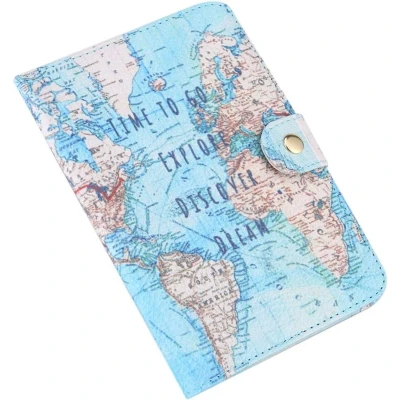 Afbeelding van Étui de protection pour passeport imprimé mignon, étui en PU, voyage, portefeuille (#Map)