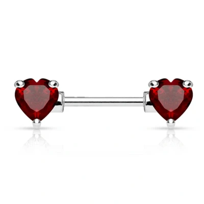 Afbeelding van Tepelpiercing dubbel hart rood