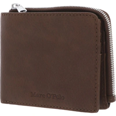 Afbeelding van Marc O&#039;Polo Leren Portemonnee Theo Combi Wallet Dark Spice Brown Bruine