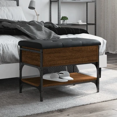 Afbeelding van Schoenenbank 62x42x45 cm bewerkt hout bruineikenkleurig