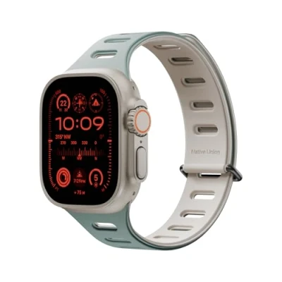 Afbeelding van Native Union Active Band Magnetisch 42/44/45/49mm Dubbelzijdige Omkeerbare Siliconen Verstelbare Lengte Ademend &amp; Zweetbestendig voor Sport Series 1 9, SE 2, Ultra 2 (Leigroen)