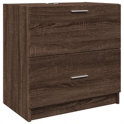 Afbeelding van Wastafelkast 59x37x59 cm bewerkt hout bruin eikenkleurig