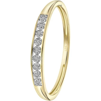 Afbeelding van Lucardi 14 CT GOLD, Diamond 0,02CT Ring goldcoloured, Dames, Maat: 50, Gold coloured