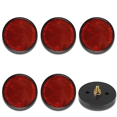 Afbeelding van 6 stuks Ø 59 mm motorfiets fiets E4 reflector rond rood achter kattenoog multifunctionele scooter goedgekeurd e