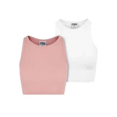 Afbeelding van Urban Classics Rib 2 Pack Crop top XS Roze/Wit