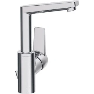 Afbeelding van Hansa twist 1 gats wastafelkraan met zijbediening gesloten hendel waste 150 draaibare uitloop 13cm chroom 09542203