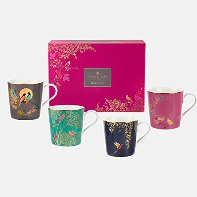 Afbeelding van Sara Miller voor Portmeirion London Chelsea Set van 4 mokken Gift Boxed
