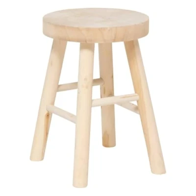 Afbeelding van Atmosphera Bijzet krukje model Woody lichtbruin pauwlowna hout D28 x H41 cm bijzettafeltje