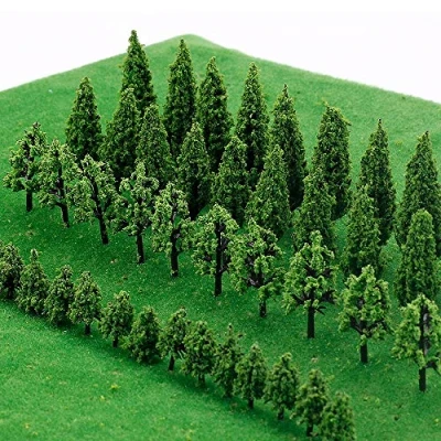 Afbeelding van IWILCS 50 stuks modelbomen, dioramaboom, miniatuurboom, modeltrein, bomen voor doe het zelf, landschap, natuurlijk groen