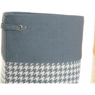 Afbeelding van Wasmand DKD Home Decor Pied de poule Grijs Blauw Geel 40 x 60 cm (3 Stuks)