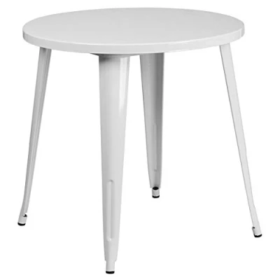Afbeelding van Flash Furniture Jeffrey Tuintafel voor binnen en buiten, rond, 76,2 cm, wit