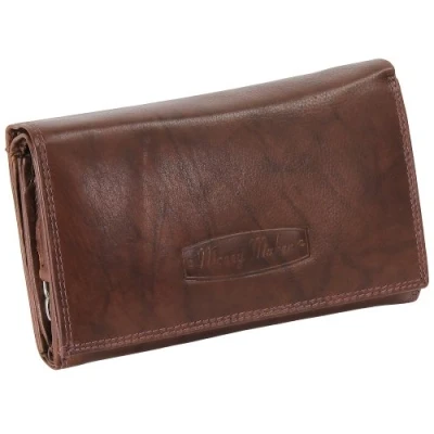 Afbeelding van Ledershop24 dames lederen portemonnee lang verschillende kleuren cadeauset + exclusieve sleutelhanger, bruin, Eén maat, Leren damesportemonnee lang, liggend