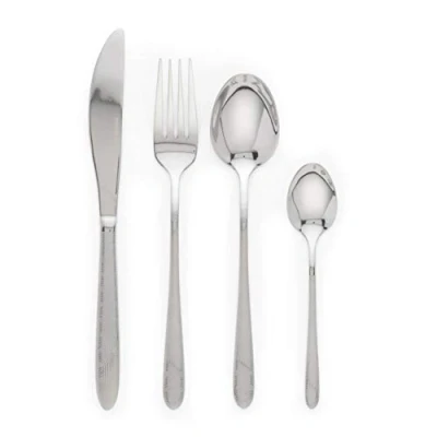 Afbeelding van Progress Cutlery Set roestvrij staal 16 delig gebogen tafelgerei met patroon