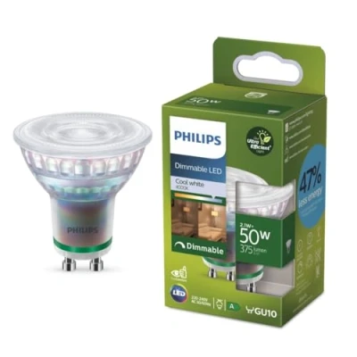 Afbeelding van Philips Ultra Efficient LED spot 50W GU10 fitting Koelwit licht Dimbaar