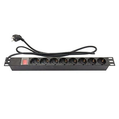 Afbeelding van Good Connections, Stekkerdoos, Power strip 48.30cm (19&quot;), 1U, Schuko stekker naar 8x stopcontact, met schakelaar (8 x, CEE 7/3, 1.80 m)