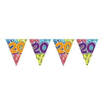 Afbeelding van 20 Jaar Mini Vlaggenlijn Birthday Blocks 3 meter