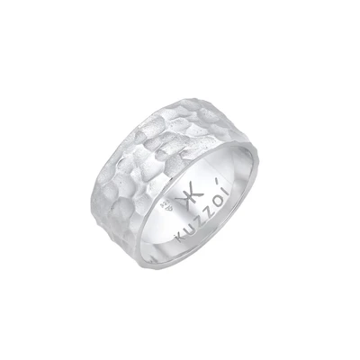 Afbeelding van Kuzzoi Hammered Vintage LOOK Ring, Heren, Maat: 62, Grau