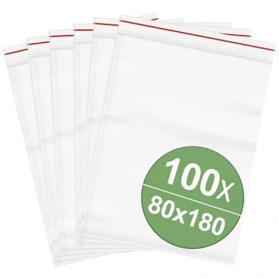 Afbeelding van Hersluitbare zak zonder etiketstrook (b x h) 80 mm 180 Transparant Polyethyleen