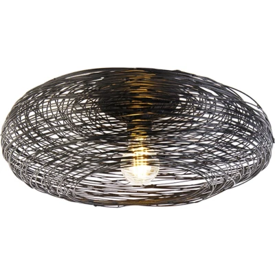 Afbeelding van QAZQA Design plafondlamp zwart ovaal Sarella
