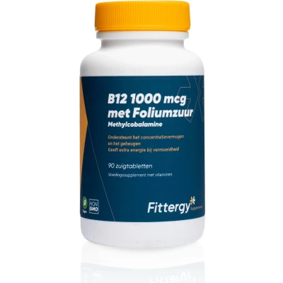Afbeelding van Fittergy B12 1000 mcg methylcobalamine 90 zuigtabletten