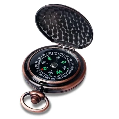 Afbeelding van Mitening Kompas voor buiten, draagbaar messing kompas, zakkompas, klassiek waterdicht marskompas, zakhorloge, flip open met lichtgevende cijfers, kamperen, wandelen, jagen en activiteiten in de